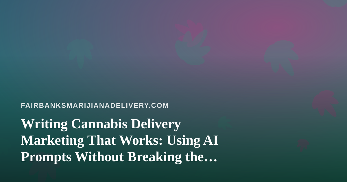 Writing Cannabis Delivery Marketing That Works: Using AI Prompts Without Breaking the Rules